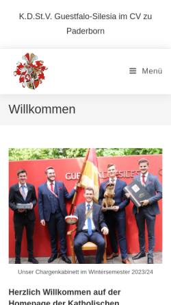 Vorschau der mobilen Webseite www.cv-paderborn.de, Katholische Deutsche Studentenverbindung Guestfalo-Silesia zu Paderborn im CV
