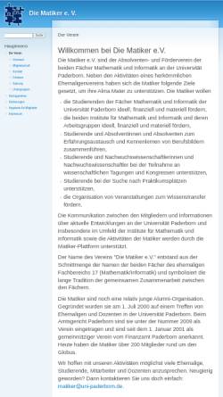 Vorschau der mobilen Webseite groups.uni-paderborn.de, Die Matiker e.V.