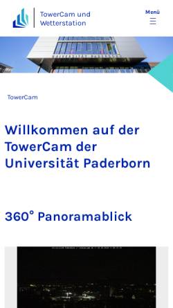 Vorschau der mobilen Webseite towercam.upb.de, Webcam der Universität Paderborn