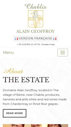 Vorschau der mobilen Webseite www.chablis-geoffroy.com, Domaine Alain Geoffroy