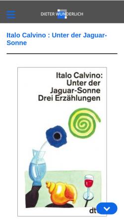 Vorschau der mobilen Webseite www.dieterwunderlich.de, Italo Calvino: Unter der Jaguar-Sonne