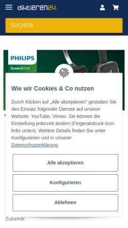 Vorschau der mobilen Webseite www.diktieren24.de, Data-Beyer Computer- & Bürotechnik