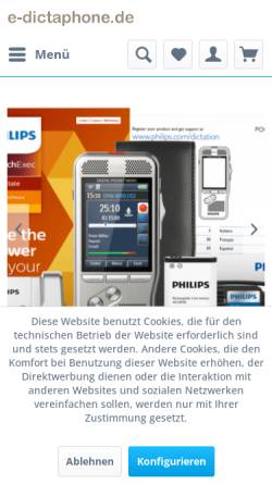 Vorschau der mobilen Webseite www.e-dictaphone.de, eDictaphone, Inh. Reinhard Weber