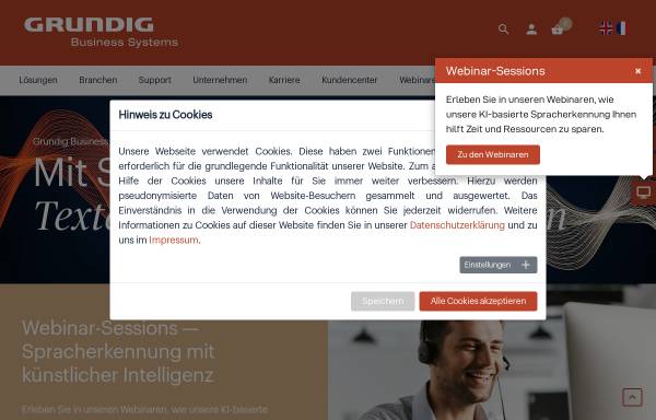 Vorschau von grundig-gbs.com, Grundig Business Systems GmbH