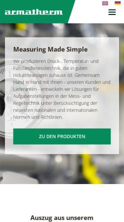 Vorschau der mobilen Webseite www.armatherm.de, Armatherm Fabrik Technischer Messinstrumente GmbH & Co. KG