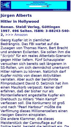 Vorschau der mobilen Webseite buechernachlese.de, Jürgen Alberts: Hitler in Hollywood