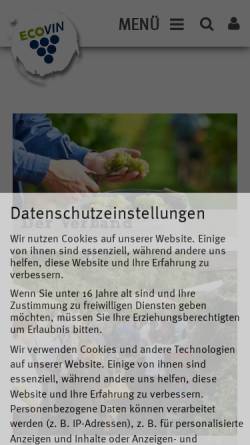 Vorschau der mobilen Webseite www.ecovin.de, Bundesverband Ökologischer Weinbau - Ecovin