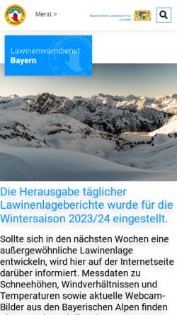 Vorschau der mobilen Webseite www.lawinenwarndienst-bayern.de, Lawinenwarndienst Bayern