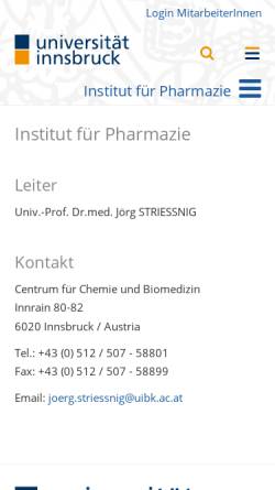 Vorschau der mobilen Webseite www.uibk.ac.at, Institut für Pharmazie der Universität Innsbruck