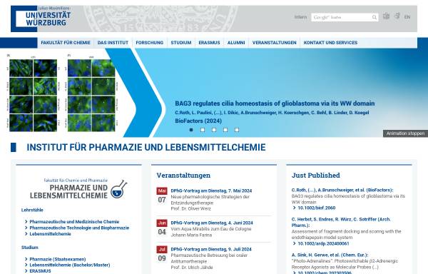 Vorschau von www.pharmazie.uni-wuerzburg.de, Institut für Pharmazie und Lebensmittelchemie, Würzburg