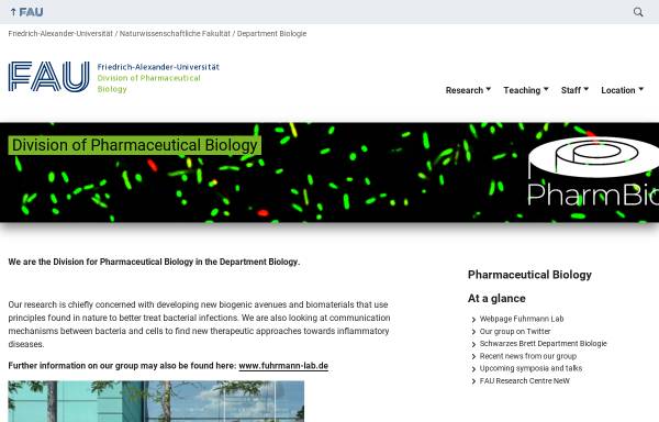 Vorschau von www.pharmbio.nat.uni-erlangen.de, Lehrstuhl für pharmazeutische Biologie der Universität Erlangen
