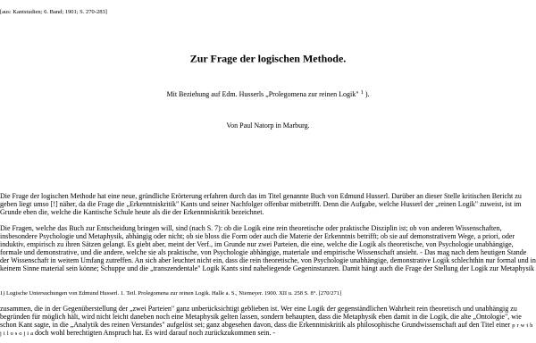 Vorschau von www.philosophiebuch.de, Zur Frage der logischen Methode