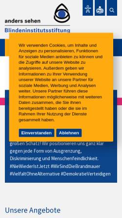 Vorschau der mobilen Webseite www.blindeninstitut.de, Blindeninstitutsstiftung Würzburg