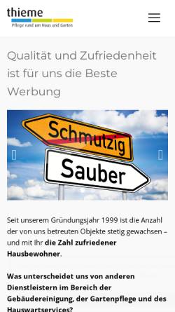 Vorschau der mobilen Webseite www.hauswartdienst.com, D. Thieme - Gebäudereinigung und Gartenpflege für Berlin