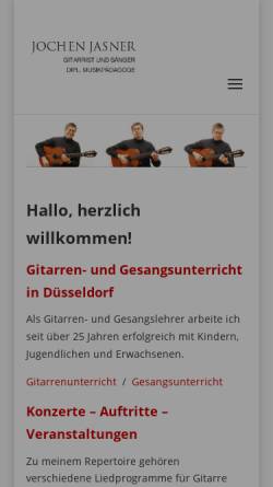 Vorschau der mobilen Webseite www.jasner.de, Jochen Jasner, Gitarrist und Sänger