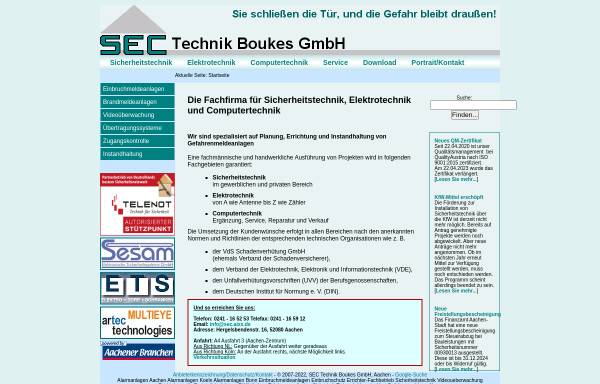 Vorschau von www.sec.aixx.de, SEC Technik Boukes GmbH