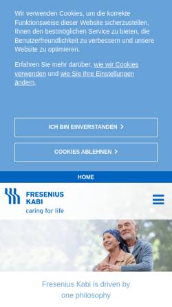 Vorschau der mobilen Webseite www.fresenius-kabi.at, Fresenius Kabi Pharma Austria GmbH