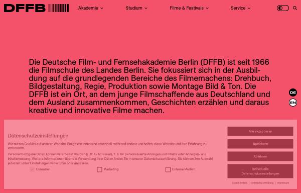 Vorschau von www.dffb.de, Deutsche Film- und Fernsehakademie Berlin (dffb)