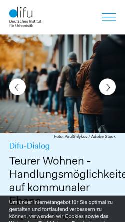 Vorschau der mobilen Webseite difu.de, Deutsches Institut für Urbanistik (DIfU)