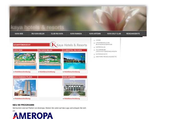 Vorschau von www.kayahotels.info, Kaya Hotels & Resorts