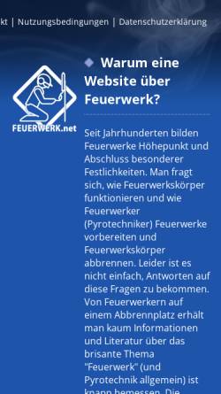 Vorschau der mobilen Webseite www.feuerwerk.net, Pyrotechniker Markus Klatt