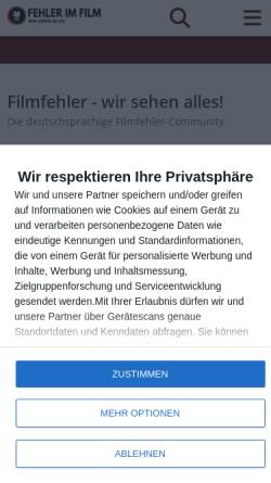 Vorschau der mobilen Webseite www.fehler-im-film.de, Fehler im Film