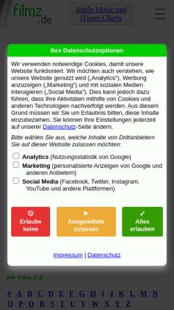 Vorschau der mobilen Webseite www.filmz.de, Filmz.de