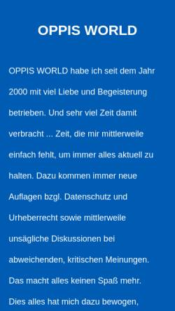 Vorschau der mobilen Webseite www.oppisworld.de, Oppis World