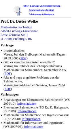 Vorschau der mobilen Webseite home.mathematik.uni-freiburg.de, Wolke, Prof. Dr. Dieter