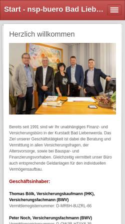 Vorschau der mobilen Webseite www.nsp-buero.de, P. Noch / J. Schubert Finanz- und Versicherungsbüro