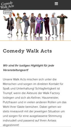 Vorschau der mobilen Webseite www.comedy-walk-acts.de, Walk Factory GmbH