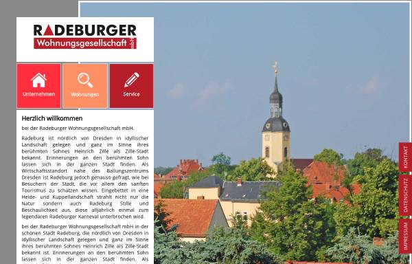 Vorschau von www.radeburger-wohnungsgesellschaft.de, Radeburger Wohnungsgesellschaft