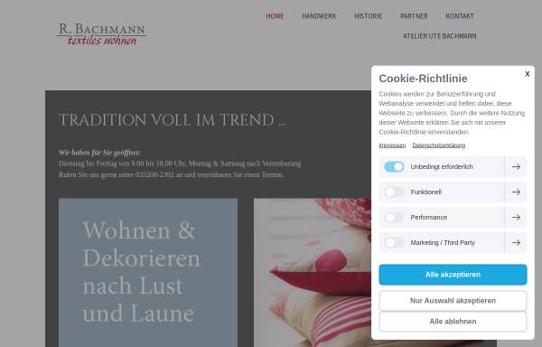 Vorschau von www.bachmann-textil.de, Roland Bachmann - textiles wohnen