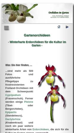 Vorschau der mobilen Webseite www.orchideen-im-garten.de, Orchideen im Garten