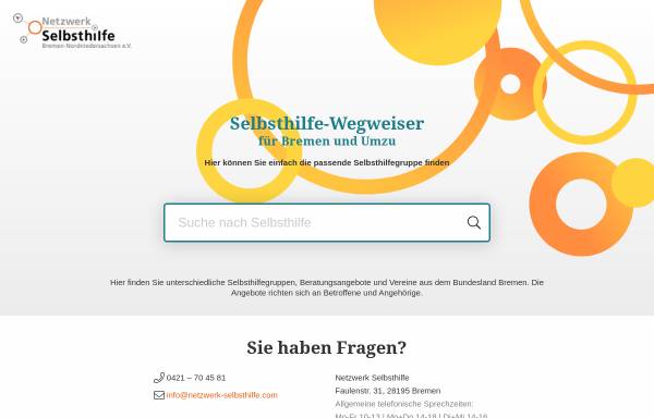 Vorschau von www.selbsthilfe-wegweiser.de, Wegweiser für Selbsthilfegruppen in Bremen, Bremerhaven und Nordniedersachsen
