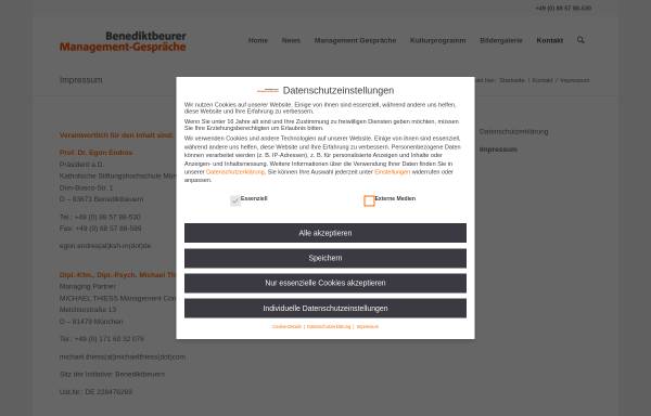 Vorschau von www.management-gespraeche.de, Benediktbeurer Management-Gespräche