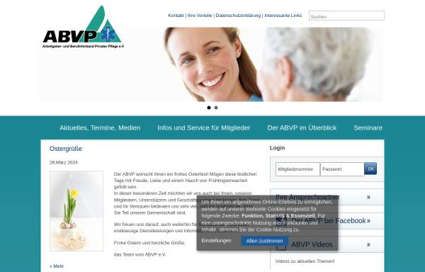 Vorschau von abvp.de, Arbeitgeber- und BerufsVerband Privater Pflege e.V. (ABVP)