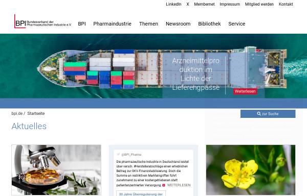 Vorschau von www.bpi.de, Bundesverband der pharmazeutischen Industrie e. V.