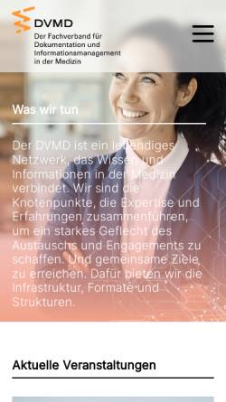 Vorschau der mobilen Webseite www.dvmd.de, DVMD - Deutscher Verband Medizinischer Dokumentare e.V.