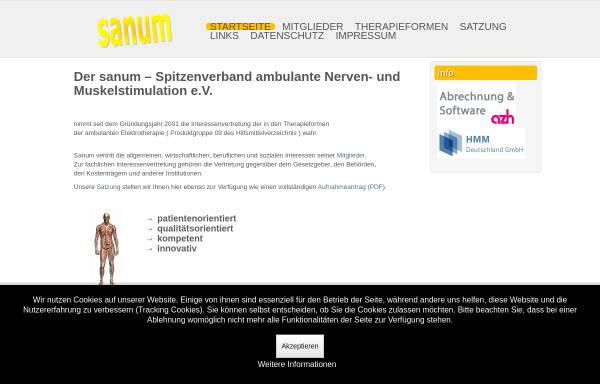 Vorschau von www.sanum-koeln.de, Spitzenverband ambulante Nerven- und Muskelstimulation e.V.