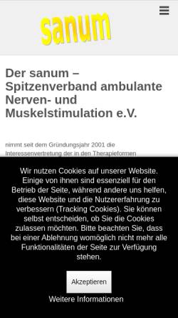 Vorschau der mobilen Webseite www.sanum-koeln.de, Spitzenverband ambulante Nerven- und Muskelstimulation e.V.