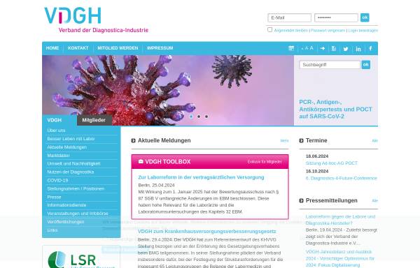Vorschau von www.vdgh.de, Verband der Diagnostica-Industrie e.V.