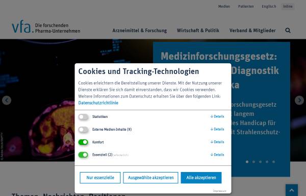 Vorschau von www.vfa.de, Verband Forschender Arzneimittelhersteller e.V. (VFA)