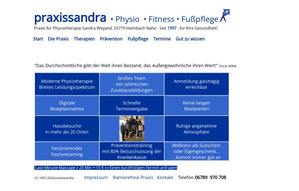 Vorschau von www.praxissandra.de, Praxis für Physiotherapie Sandra Weyand