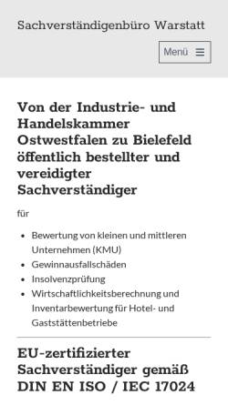 Vorschau der mobilen Webseite www.warstatt.de, Sachverständigenbüro Warstatt