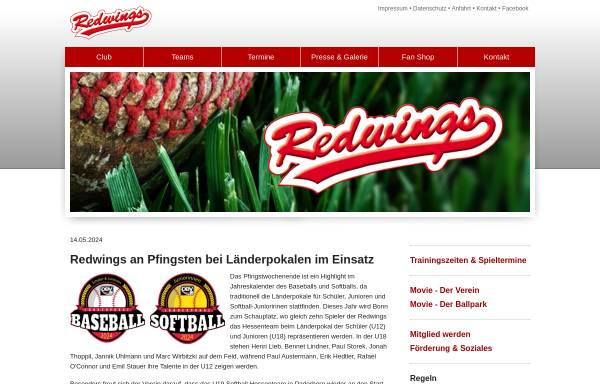 Vorschau von www.redwings-baseball.com, B.C. Main-Taunus Redwings 1994 e.V.