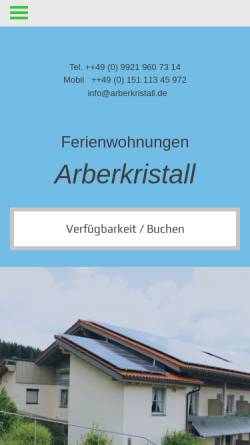 Vorschau der mobilen Webseite www.arberkristall.de, Ferienwohnung Schrötter