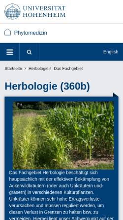 Vorschau der mobilen Webseite phytomedizin.uni-hohenheim.de, Hohenheim Universität, Fachgebiet Herbologie
