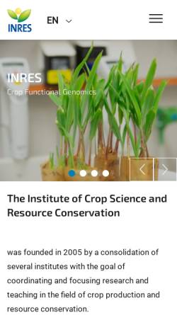 Vorschau der mobilen Webseite www.inres.uni-bonn.de, Institut für Nutzpflanzenwissenschaften und Ressourcenschutz der Universität Bonn