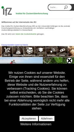 Vorschau der mobilen Webseite www.ifz-goettingen.de, Institut für Zuckerrübenforschung (IfZ) Göttingen